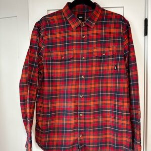 Vans Men's Red Flannel 100% cotton, Plaid Shirt, size M